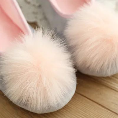 Super Soft Big Hair Ball Super Cute Flat Heel Low Top Bag Heel Pedal Shoes