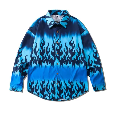 Tie Dye Flame 3D Print Long Sleeve Shirt