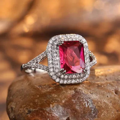 Ring Jewelry Opening Black Gold Garnet Heart Zircon