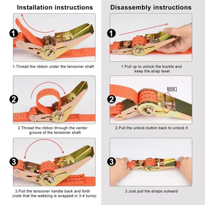 4X Heavy Duty Ratchet Ties Down Straps 50mm-6 Meter Lashing Cargo Luggage 3000KG