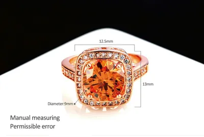 European and American fashion jewelry plated rose gold micro-inlaid yellow zircon women's ring