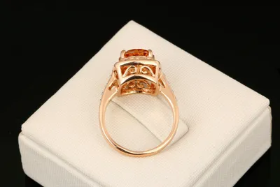 European and American fashion jewelry plated rose gold micro-inlaid yellow zircon women's ring
