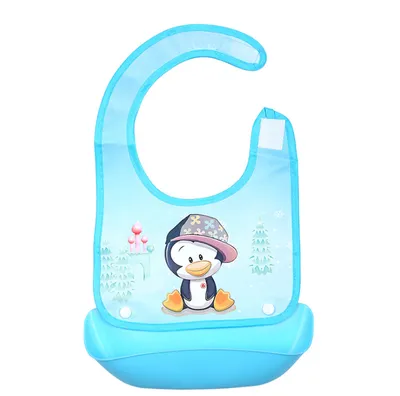 Cartoon baby PVC three-dimensional bib Increase baby bib Waterproof silicone children's dinner pocket