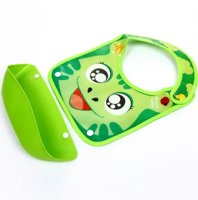 Cartoon baby PVC three-dimensional bib Increase baby bib Waterproof silicone children's dinner pocket