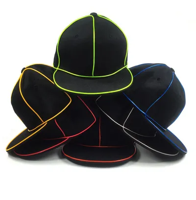New flat edge EL light hat Men's light baseball cap hiphop street dance tide fluorescent hip hop hat