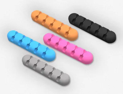Desktop data cable storage finishing multi-card position buckle silicone paste mobile phone charging line management line