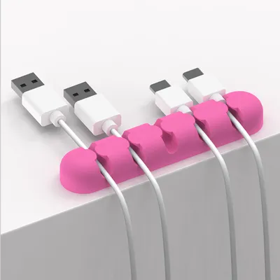 Desktop data cable storage finishing multi-card position buckle silicone paste mobile phone charging line management line