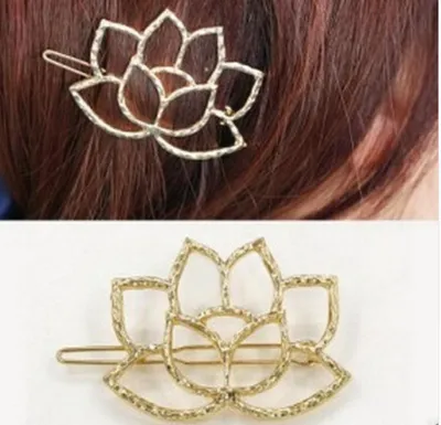 Heart like lotus   metal lotus shape retro hair clip