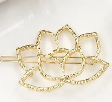 Heart like lotus   metal lotus shape retro hair clip