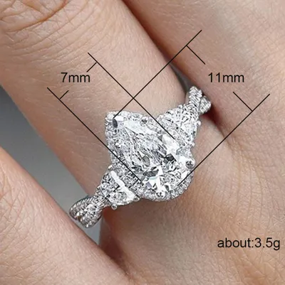 Creative drop-shaped plated ladies zircon ring fashion jewelry