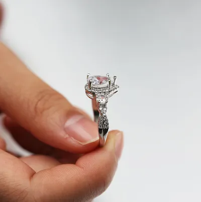 Creative drop-shaped plated ladies zircon ring fashion jewelry