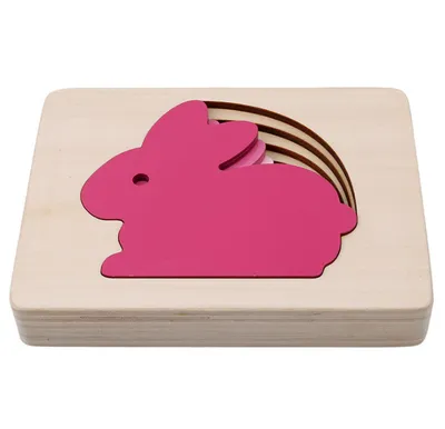 1-2-3 years old children Montessori early childhood educational toys wooden multi-layer three-dimensional puzzle gradient color animal panel