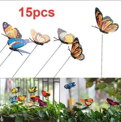 Insert pole simulation butterfly  three-dimensional creative flower arrangement horticultural decoration