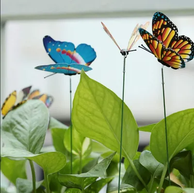 Insert pole simulation butterfly  three-dimensional creative flower arrangement horticultural decoration