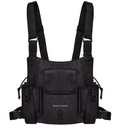 Men and women hip hop tactical vest multifunction function chest bag tide brand fluorescent green vest backpack