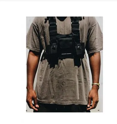 Men and women hip hop tactical vest multifunction function chest bag tide brand fluorescent green vest backpack