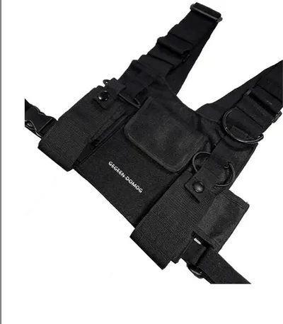 Men and women hip hop tactical vest multifunction function chest bag tide brand fluorescent green vest backpack