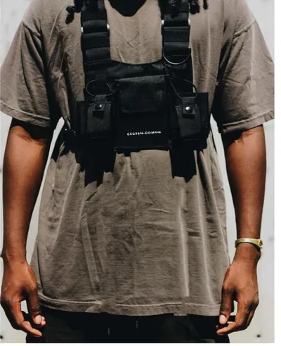 Men and women hip hop tactical vest multifunction function chest bag tide brand fluorescent green vest backpack