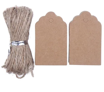Brown kraft paper label 100 natural jute line DIY gift price tag luggage tag label