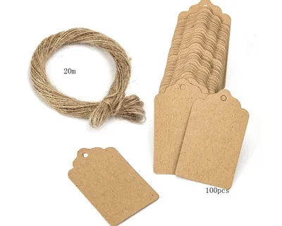 Brown kraft paper label 100 natural jute line DIY gift price tag luggage tag label