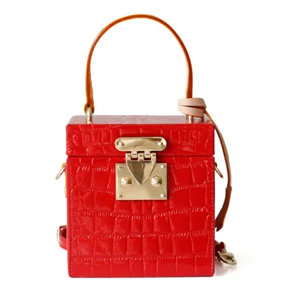 New mini hit color hand box bag small square bag female candy color slung leather lock box package
