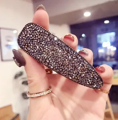 Geometric crystal rhinestone hair clip