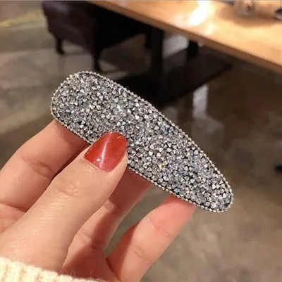 Geometric crystal rhinestone hair clip
