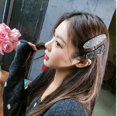 Geometric crystal rhinestone hair clip