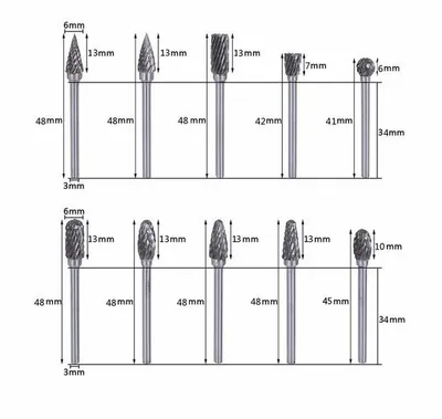 Steel Carbide Rotary Burr Set