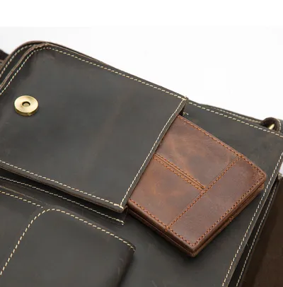 Retro Crazy Horse Leather Men's Crossbody Shoulder Crossbody Bag