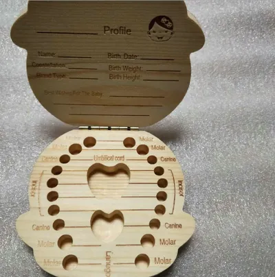 Wood Storage Box for Baby Kids Tooth Box Organizer