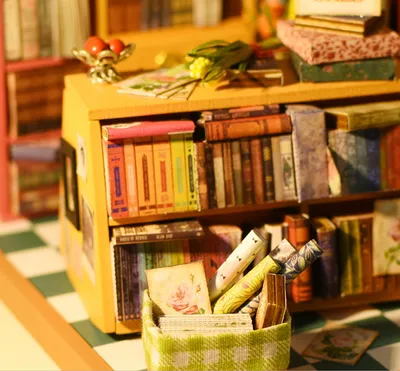 Cabin with light assembled bookstore model