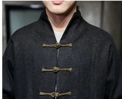 Contrast color buckle cotton and linen jacket
