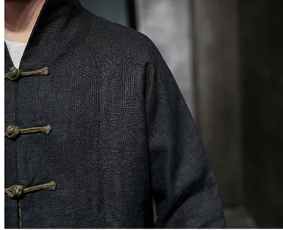 Contrast color buckle cotton and linen jacket