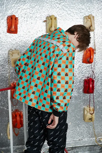 Contrast plaid patchwork jacket lapel loose