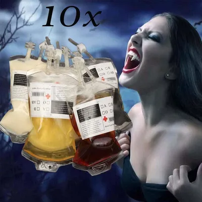 Transparent Food Grade PVC Drink Blood Bag Cosplay Pouches Props Halloween Party Decoration Supplies