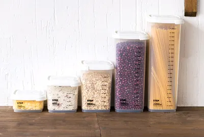 Food sealed cans can measure kitchen plastic transparent refrigerator storage box grain cereal storage box