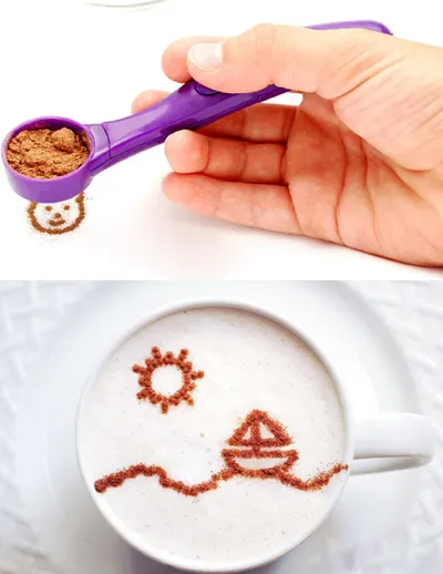 New Magic Spice Spoon Food Decorating Tools 16 Different Images Decor Coffee Cake Foods Piping Spoons Funning Kitchen