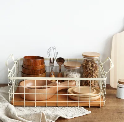 Japanese-style home wrought iron storage box Grocery storage basket wrought iron debris storage storage basket
