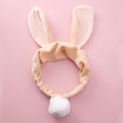 Net red popular wash hair band gray cute rabbit hair ball stereo rabbit ears hair band plush wash headband
