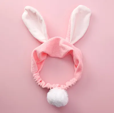 Net red popular wash hair band gray cute rabbit hair ball stereo rabbit ears hair band plush wash headband