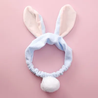 Net red popular wash hair band gray cute rabbit hair ball stereo rabbit ears hair band plush wash headband