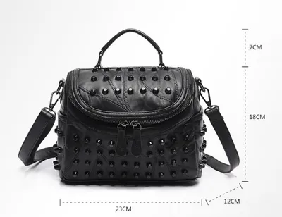 Handbag stitching sheepskin rivet pouch