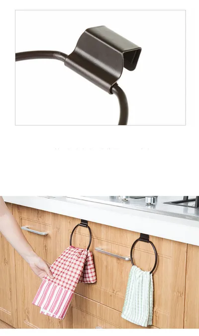 European-style Tieyi circular kitchen dishcloth rack towel rack spot hole-free cabinet door back towel hanger