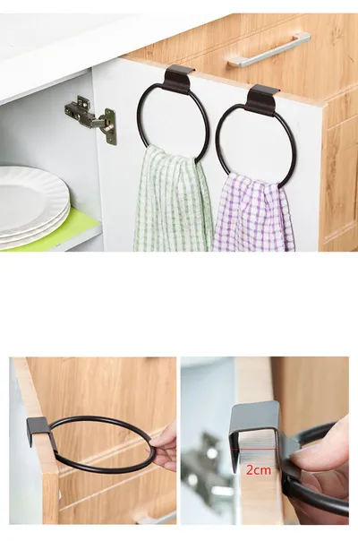 European-style Tieyi circular kitchen dishcloth rack towel rack spot hole-free cabinet door back towel hanger