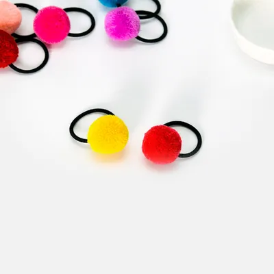 Korean candy color children's hair ball hair ring color tie hair band no seams do not hurt hair