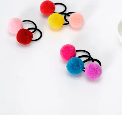 Korean candy color children's hair ball hair ring color tie hair band no seams do not hurt hair