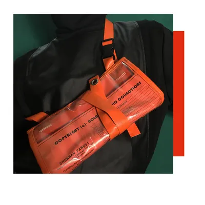 Bomber jacket hip hop stitching small bag