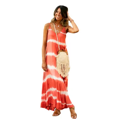 Printed tie-dye hanging loose dress