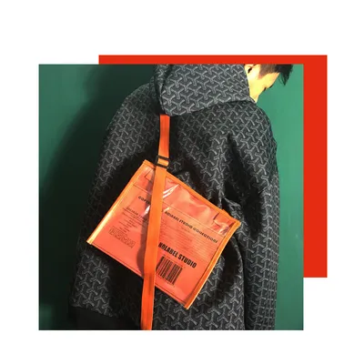 Bomber jacket hip hop stitching small bag
